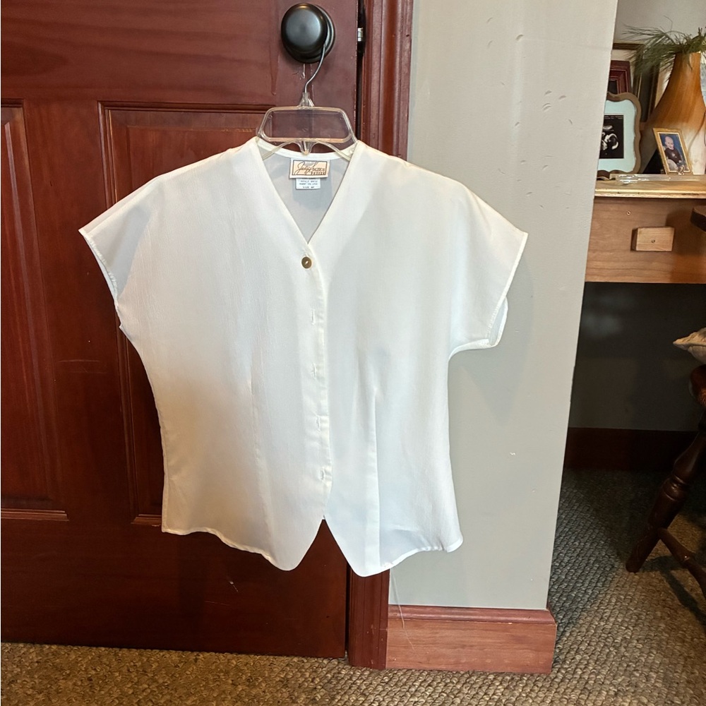 Vintage White Button-Up Blouse